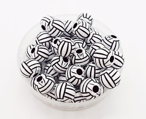 50pcs حبات السيليكون للكرة الطائرة ، حبات الكرة الطائرة الكبيرة ، حبات الكرة الطائرة الكبيرة حول الخرز الفضفاض in Saudi Arabia