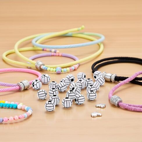 50pcs حبات السيليكون للكرة الطائرة ، حبات الكرة الطائرة الكبيرة ، حبات الكرة الطائرة الكبيرة حول الخرز الفضفاض in Saudi Arabia
