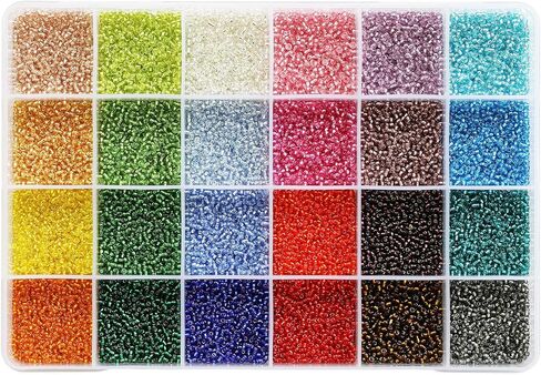 Size 3mm Glass Seed Beads About 6800pcs in Storage Box, 8/0 Small Craft Seed Beads for Bracelet,Earring,Jewelry Making (280Pcs Per Color, 24 Colors) in Saudi Arabia