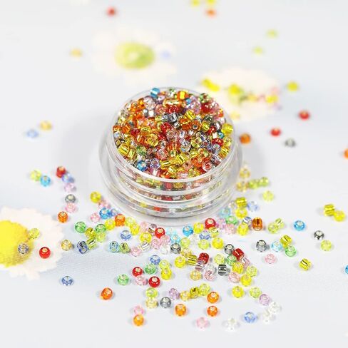 Size 3mm Glass Seed Beads About 6800pcs in Storage Box, 8/0 Small Craft Seed Beads for Bracelet,Earring,Jewelry Making (280Pcs Per Color, 24 Colors) in Saudi Arabia