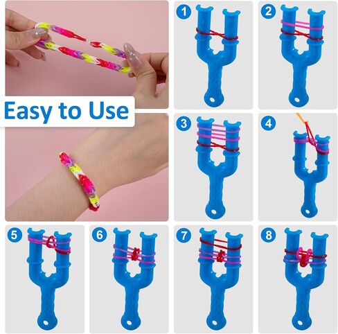 9 PCS أداة سوار تلول ، نموذج أكريليك Y Slingshot LOLL ، نول سوار النطاق المطاطي ، أداة سوار تلوي ملونة ، صانع سوار نول ، طقم سوار شريط المطاط لصنع قلادة سوار (أزرق+أصفر+وردي) in Saudi Arabia