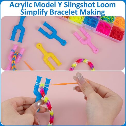 9 PCS أداة سوار تلول ، نموذج أكريليك Y Slingshot LOLL ، نول سوار النطاق المطاطي ، أداة سوار تلوي ملونة ، صانع سوار نول ، طقم سوار شريط المطاط لصنع قلادة سوار (أزرق+أصفر+وردي) in Saudi Arabia