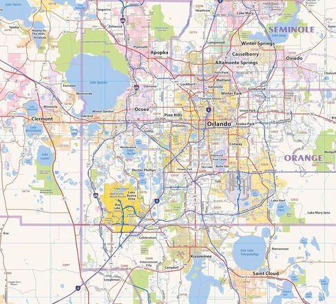 Central Florida Laminated Wall map (67"Wx54"L) in Saudi Arabia