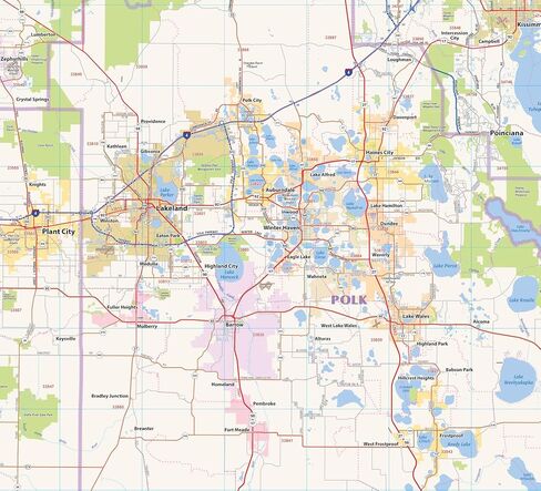 Central Florida Laminated Wall map (67"Wx54"L) in Saudi Arabia