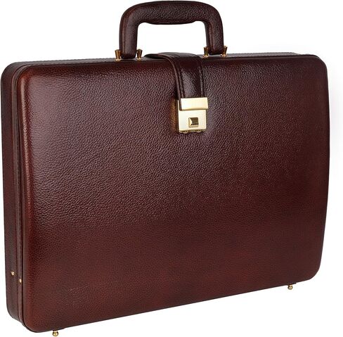 Full Grain Leather Briefcase Attache Case For Unisex Size L17xW3xH12 Inches Briefcase Bag (Brown) in Kuwait