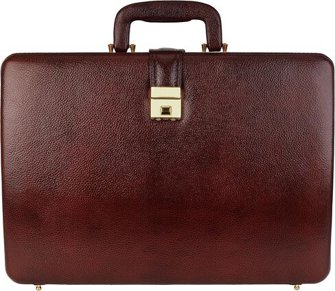 Full Grain Leather Briefcase Attache Case For Unisex Size L17xW3xH12 Inches Briefcase Bag (Brown) in Kuwait