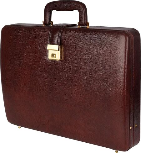 Full Grain Leather Briefcase Attache Case For Unisex Size L17xW3xH12 Inches Briefcase Bag (Brown) in Kuwait