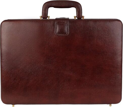 Full Grain Leather Briefcase Attache Case For Unisex Size L17xW3xH12 Inches Briefcase Bag (Brown) in Kuwait