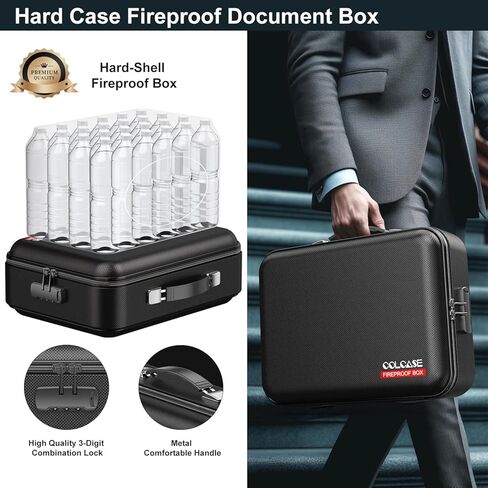 حقيبة مستندات مقاومة للحريق مع قفل ، حقيبة منظم ملفات مقاومة للماء ، 5 طبقات ، تخزين حقيبة مقاومة للحريق لشهادات الكمبيوتر المحمول ، جواز السفر 15 × 11 × 4.7 بوصات (أسود) in Kuwait
