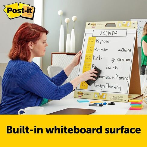 Post-it Super Sticky Portable Tabletop Easel Pad w/ Dry Erase Panel, Great for Virtual Teachers and Students, 20x23 Inches, 20 Sheets/Pad, 1 Pad, Built-in Stand (563DE) in Saudi Arabia