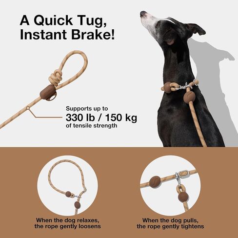 VETRESKA Hands-Free Dog Leash, 8FT Adjustable Rope Leash for Medium Large Dogs, Waist/Crossbody Slip Lead Leashes for Walking, No Pull Dog Leashes with Bag Dispenser, Clip, 3 in 1 Walk Kit (Coffee) in Saudi Arabia