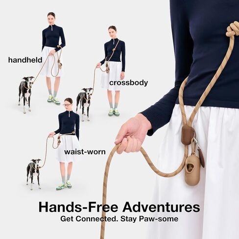 VETRESKA Hands-Free Dog Leash, 8FT Adjustable Rope Leash for Medium Large Dogs, Waist/Crossbody Slip Lead Leashes for Walking, No Pull Dog Leashes with Bag Dispenser, Clip, 3 in 1 Walk Kit (Coffee) in Saudi Arabia