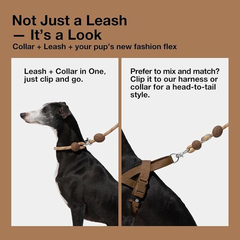 VETRESKA Hands-Free Dog Leash, 8FT Adjustable Rope Leash for Medium Large Dogs, Waist/Crossbody Slip Lead Leashes for Walking, No Pull Dog Leashes with Bag Dispenser, Clip, 3 in 1 Walk Kit (Coffee) in Saudi Arabia