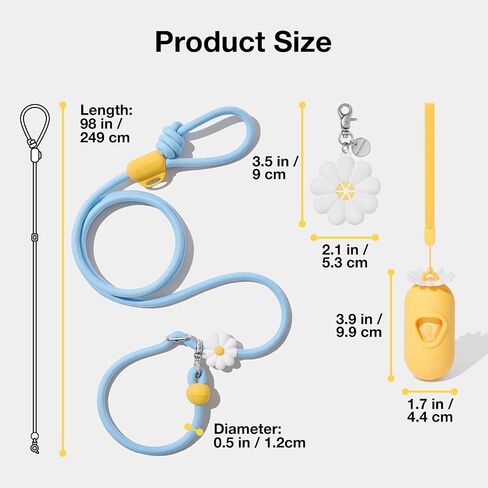 VETRESKA Hands-Free Dog Leash, 8FT Adjustable Rope Leash for Medium Large Dogs, Waist/Crossbody Slip Lead Leashes for Walking, No Pull Dog Leashes with Bag Dispenser, Clip, 3 in 1 Walk Kit (Coffee) in Saudi Arabia