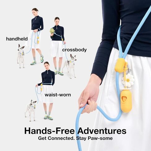 VETRESKA Hands-Free Dog Leash, 8FT Adjustable Rope Leash for Medium Large Dogs, Waist/Crossbody Slip Lead Leashes for Walking, No Pull Dog Leashes with Bag Dispenser, Clip, 3 in 1 Walk Kit (Coffee) in Saudi Arabia