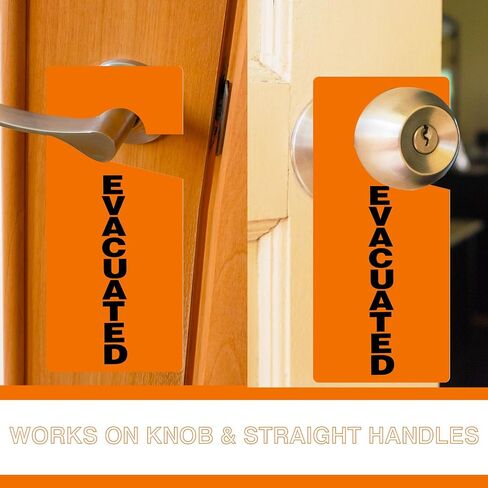 25 Pack Evacuated Door Knob Hanger Tags 4 x 9 Inch Emergency Evacuation Door Hanger Sign 15 Mill PVC Double Sided Message Safety Alert Tags for Offices Public Buildings Homes Commercial in Saudi Arabia
