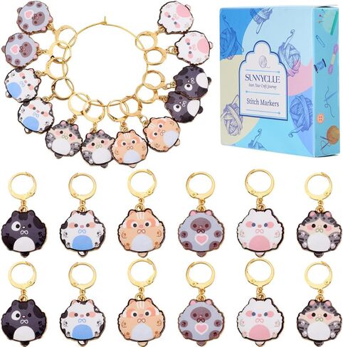 SUNNYCLUE 12Pcs 6 Styles Cute Knitting Markers Cat Stitch Marker Enamel Alloy Planner Charms Metal Knit Locking Crochet Markers for Knitting Crocheting Weaving Sewing Quilting Jewelry Making Supplies in Saudi Arabia