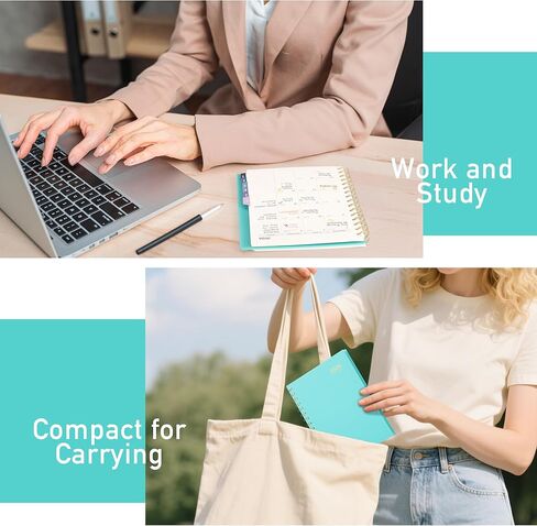 RETTACY 2026 Planner, Weekly and Monthly, Jan 2026 - Dec 2026, Medium Size (5.7" x 8.3"), 2026 Calendar, 12-Monthly Tabs, Flexible Plastic Cover, Spiral-bound, 100 GSM Thick Paper (Light Green) in Kuwait