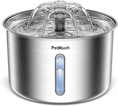 Cat Water Fountain Stainless Steel, 102oz/3L Automatic Pet Water Fountain for Cats & Small Dogs,Ultra-Quiet Pump with White led Light, Water Level Window in Saudi Arabia