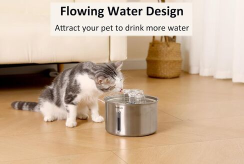 Cat Water Fountain Stainless Steel, 102oz/3L Automatic Pet Water Fountain for Cats & Small Dogs,Ultra-Quiet Pump with White led Light, Water Level Window in Saudi Arabia