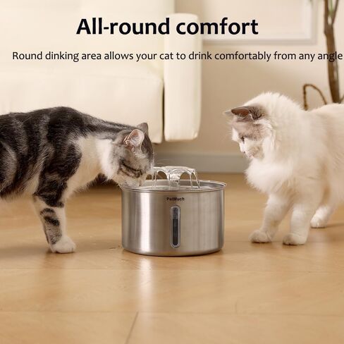 Cat Water Fountain Stainless Steel, 102oz/3L Automatic Pet Water Fountain for Cats & Small Dogs,Ultra-Quiet Pump with White led Light, Water Level Window in Saudi Arabia