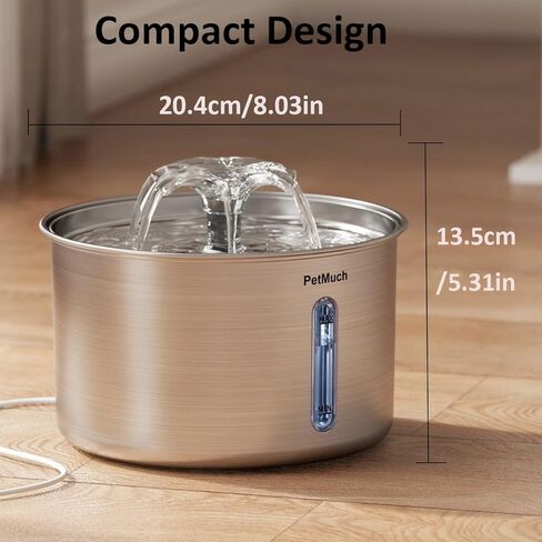 Cat Water Fountain Stainless Steel, 102oz/3L Automatic Pet Water Fountain for Cats & Small Dogs,Ultra-Quiet Pump with White led Light, Water Level Window in Saudi Arabia
