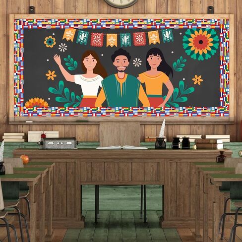 65.6 Ft Hispanic Heritage Month Bulletin Board Border Latino American Spanish Flag Die Cut Border Trim Roll for Home Classroom Party Wall Decoration in Saudi Arabia