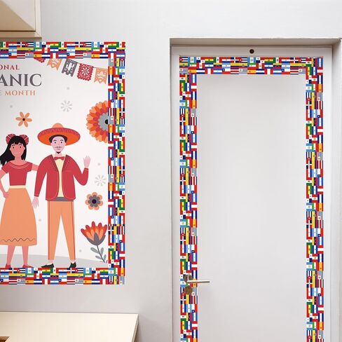 65.6 Ft Hispanic Heritage Month Bulletin Board Border Latino American Spanish Flag Die Cut Border Trim Roll for Home Classroom Party Wall Decoration in Saudi Arabia