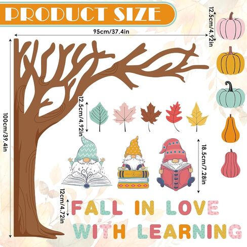 Fall Tree Bulletin Board Decoration Boho Autumn Pumpkin Maple Leaves Fall in Love with Learning Cutouts for Autumn Thanksgiving Classroom Wall Harvest Party in Saudi Arabia