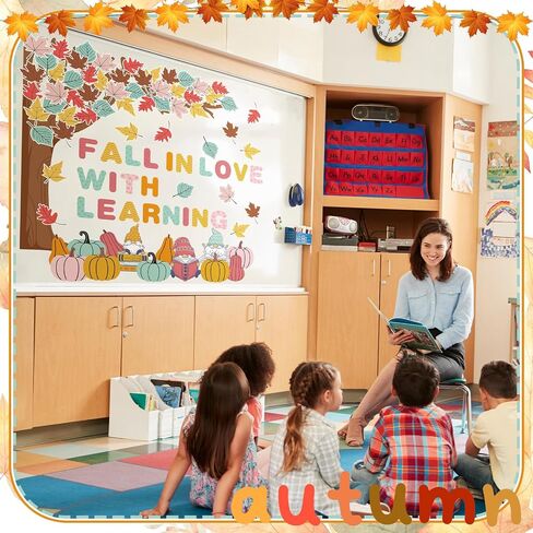 Fall Tree Bulletin Board Decoration Boho Autumn Pumpkin Maple Leaves Fall in Love with Learning Cutouts for Autumn Thanksgiving Classroom Wall Harvest Party in Saudi Arabia