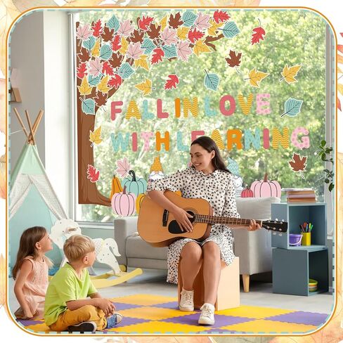 Fall Tree Bulletin Board Decoration Boho Autumn Pumpkin Maple Leaves Fall in Love with Learning Cutouts for Autumn Thanksgiving Classroom Wall Harvest Party in Saudi Arabia