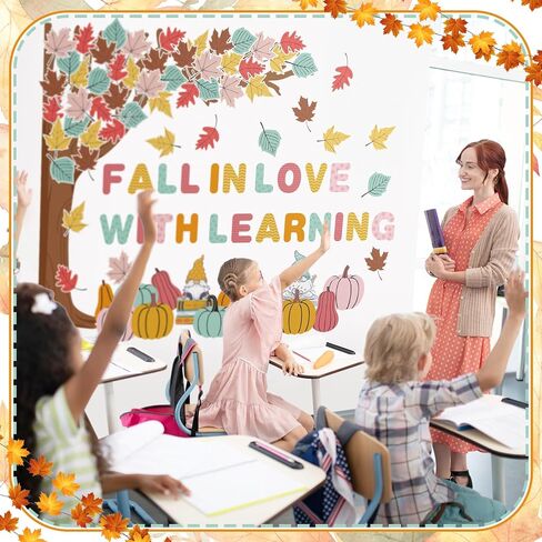 Fall Tree Bulletin Board Decoration Boho Autumn Pumpkin Maple Leaves Fall in Love with Learning Cutouts for Autumn Thanksgiving Classroom Wall Harvest Party in Saudi Arabia