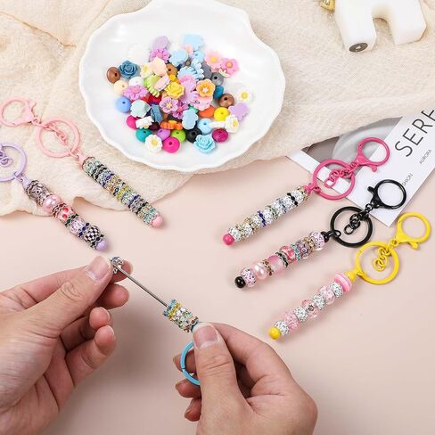 30 pcs bar jeychain joyable ، سلسلة مفاتيح حبة ملونة Metal Diy Multicolor Bars Bars keychains accesssories diy supplies for crafts make of the make in Kuwait