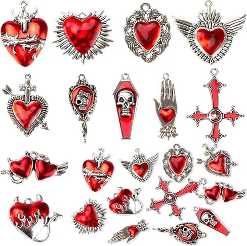 Giata11 PCS كبير القوطية القوطية سوداء الصليب القديم القبر قلب المعلقات القوطية هالوين سحر لمجوهرات معلقات صنع لوازم الحرف اليدوية DIY in Kuwait
