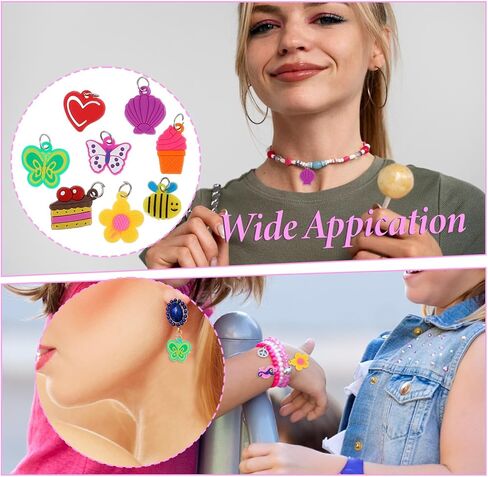 100 Pcs Silicone Charms for Bracelets, Rubber Band Bracelet Charms, DIY Handmade Materials (Multicolor, Mixed Styles) in Saudi Arabia