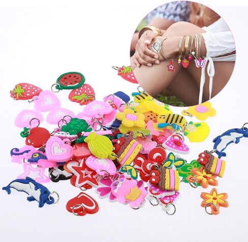 100 Pcs Silicone Charms for Bracelets, Rubber Band Bracelet Charms, DIY Handmade Materials (Multicolor, Mixed Styles) in Saudi Arabia