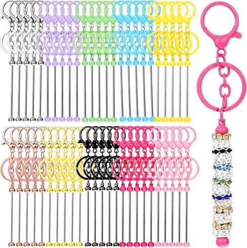 30 pcs bar jeychain joyable ، سلسلة مفاتيح حبة ملونة Metal Diy Multicolor Bars Bars keychains accesssories diy supplies for crafts make of the make in Kuwait