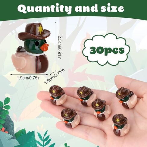 30 Pcs Mini Resin Mallard Ducks, Cowboy Hat Duck, Mallard Ducks with Cowboy Hat, Nature Birds Lovers Duck Hunting Decoration for Ducky Birthday Cowboy Party Favor Gift in Saudi Arabia