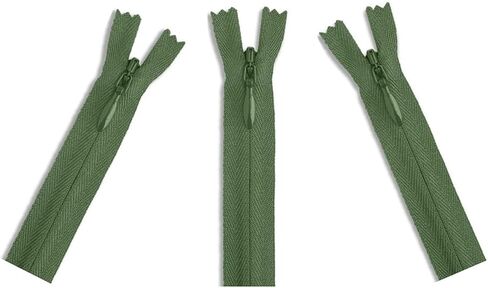Invisible (Conceal) YKK Zippers - Perfect for Clothes, Crafts & Sewing Projects - Color: Army Green #566 - Choose Your Length - Made in The United States (3 Zippers Per Pack) (22" Inches) in Saudi Arabia