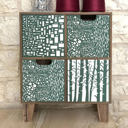 12 Pcs Mixed Media Stencils Sea Bubbles Spirals Template Cell Theory Cubist Stencil Aspen Trees Branches Painting Stencils for Canvas Arts Journaling Scrapbooking Card Making in Saudi Arabia