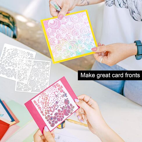 12 Pcs Mixed Media Stencils Sea Bubbles Spirals Template Cell Theory Cubist Stencil Aspen Trees Branches Painting Stencils for Canvas Arts Journaling Scrapbooking Card Making in Saudi Arabia