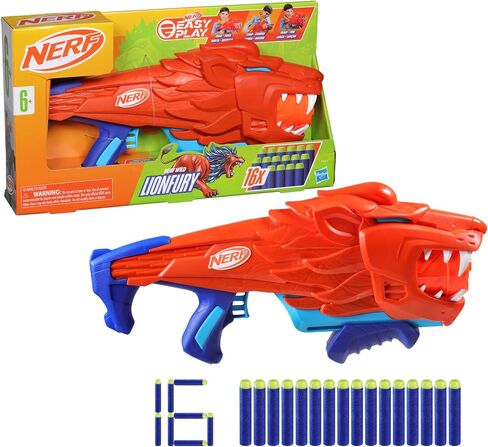 Nerf Wild Lionfury, Easy Play Dart Blaster, 16 Nerf Elite Darts, Lion Toys for 6 Year Old Boys & Girls & Up, Outdoor Toys in Saudi Arabia