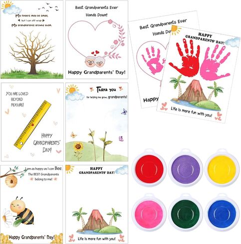 Motiskyy 36 مجموعات الأجداد اليدوين الحرفيون مجموعات تحية بطاقات المعايدة DIY Handprint Card Handprint Grandparents Day Day For Family Classroom School Sciet in Saudi Arabia