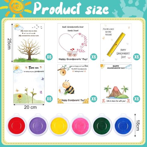 Motiskyy 36 مجموعات الأجداد اليدوين الحرفيون مجموعات تحية بطاقات المعايدة DIY Handprint Card Handprint Grandparents Day Day For Family Classroom School Sciet in Saudi Arabia