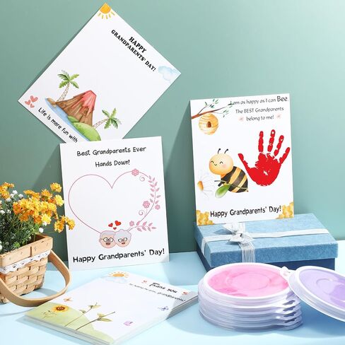 Motiskyy 36 مجموعات الأجداد اليدوين الحرفيون مجموعات تحية بطاقات المعايدة DIY Handprint Card Handprint Grandparents Day Day For Family Classroom School Sciet in Saudi Arabia