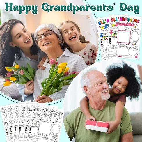 Motiskyy 36 مجموعات الأجداد اليدوين الحرفيون مجموعات تحية بطاقات المعايدة DIY Handprint Card Handprint Grandparents Day Day For Family Classroom School Sciet in Saudi Arabia