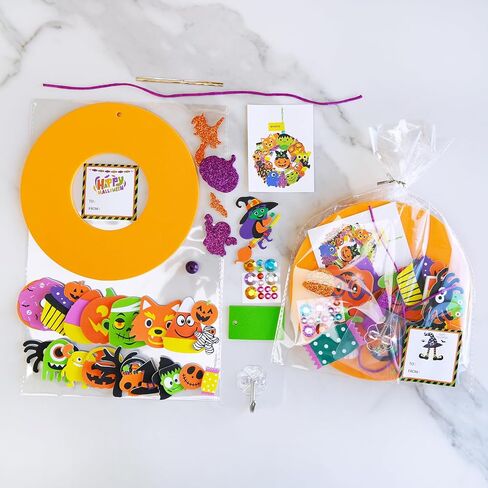 Winlyn 12 -Pack Fall Crafts Diy Wreath الحلي الزخارف مجموعات الفن مع ملصقات الرغوة - مشاريع عيد الهالوين والعطلات للأطفال والفصول الدراسية أنشطة الفصول الدراسية in Saudi Arabia