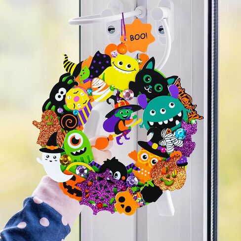 Winlyn 12 -Pack Fall Crafts Diy Wreath الحلي الزخارف مجموعات الفن مع ملصقات الرغوة - مشاريع عيد الهالوين والعطلات للأطفال والفصول الدراسية أنشطة الفصول الدراسية in Saudi Arabia