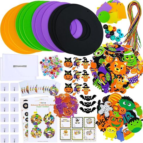 Winlyn 12 -Pack Fall Crafts Diy Wreath الحلي الزخارف مجموعات الفن مع ملصقات الرغوة - مشاريع عيد الهالوين والعطلات للأطفال والفصول الدراسية أنشطة الفصول الدراسية in Saudi Arabia