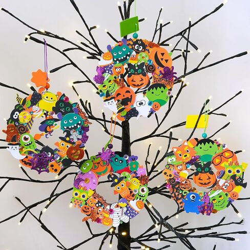 Winlyn 12 -Pack Fall Crafts Diy Wreath الحلي الزخارف مجموعات الفن مع ملصقات الرغوة - مشاريع عيد الهالوين والعطلات للأطفال والفصول الدراسية أنشطة الفصول الدراسية in Saudi Arabia